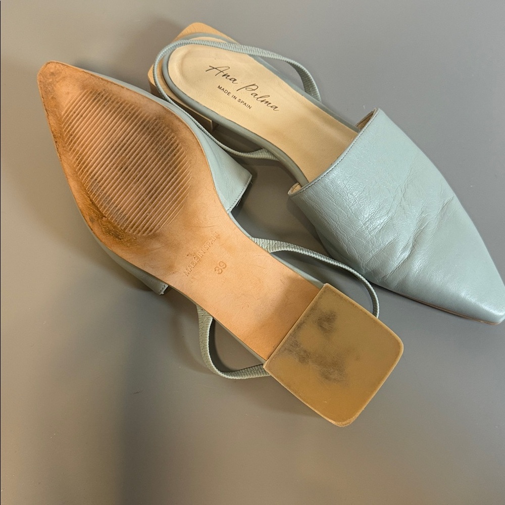 ANA PALMA POINT TOE SLING BACK SQUARE HEEL 39 - Picture 3 of 5